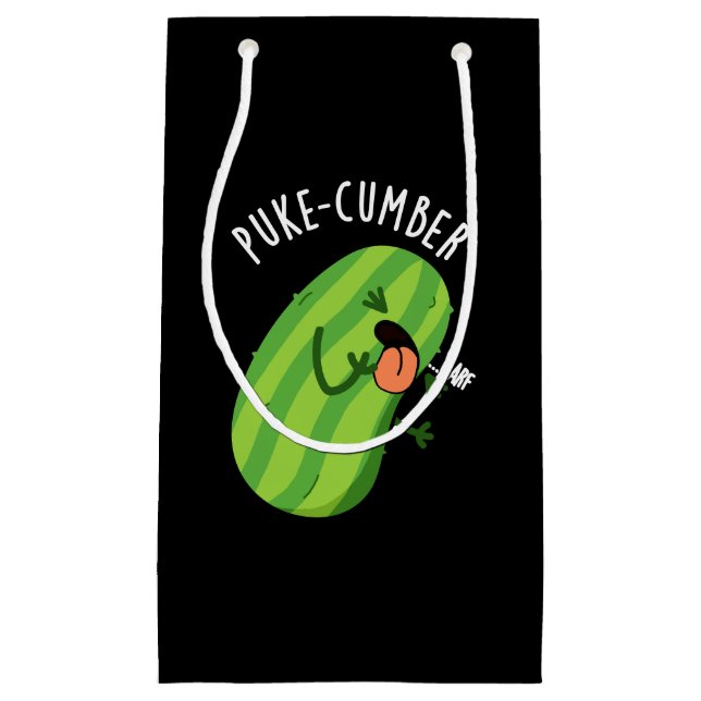 Petit Sac Cadeau Puke-cumber Funny Concomber Pun Dark BG (Devant)