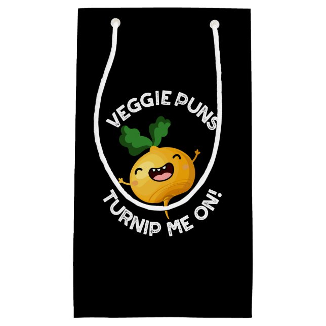 Petit Sac Cadeau Puns Veggie Turnip Me Sur Pun Funny Dark BG (Devant)