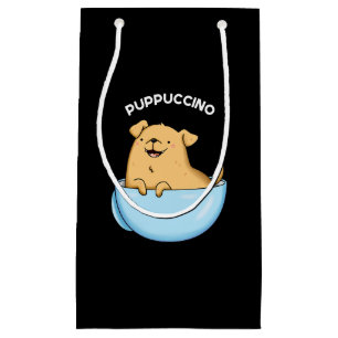 Petit Sac Cadeau Pup-puccino Funny Cappuccino Pun Dark BG