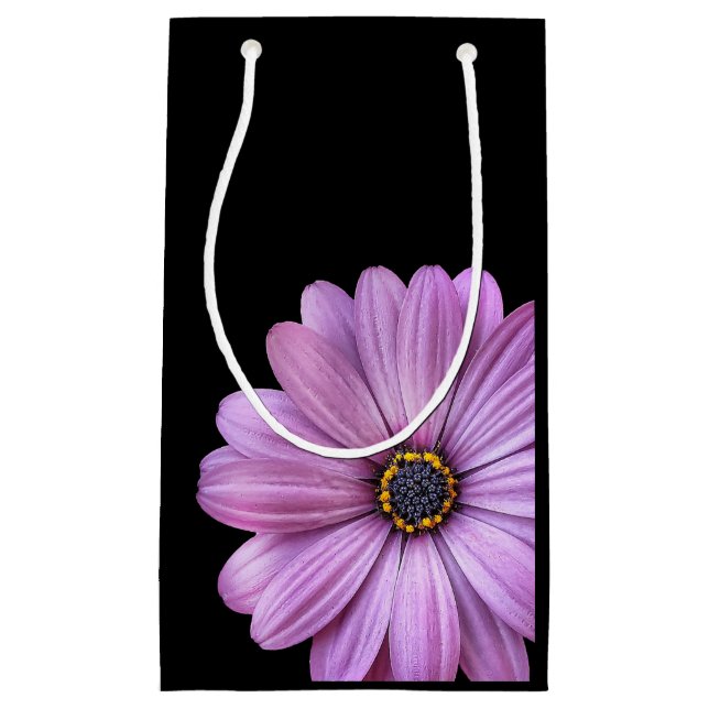 Petit Sac Cadeau Purple Daisy sur Black SMALL Cadeaux (Devant)