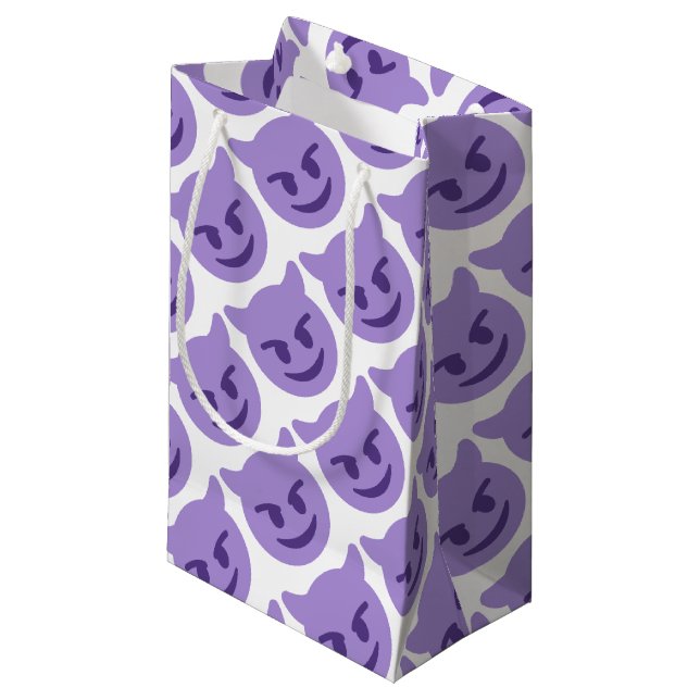 Petit Sac Cadeau Purple Devil Emoji (Devant Angle)