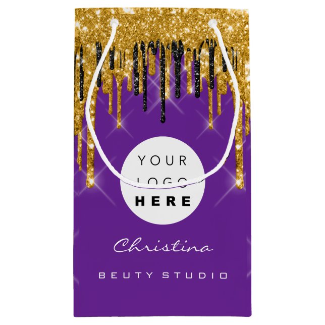 Petit Sac Cadeau Purple Gold Sweet 16e Mariage nuptiale Cosmétique (Dos)