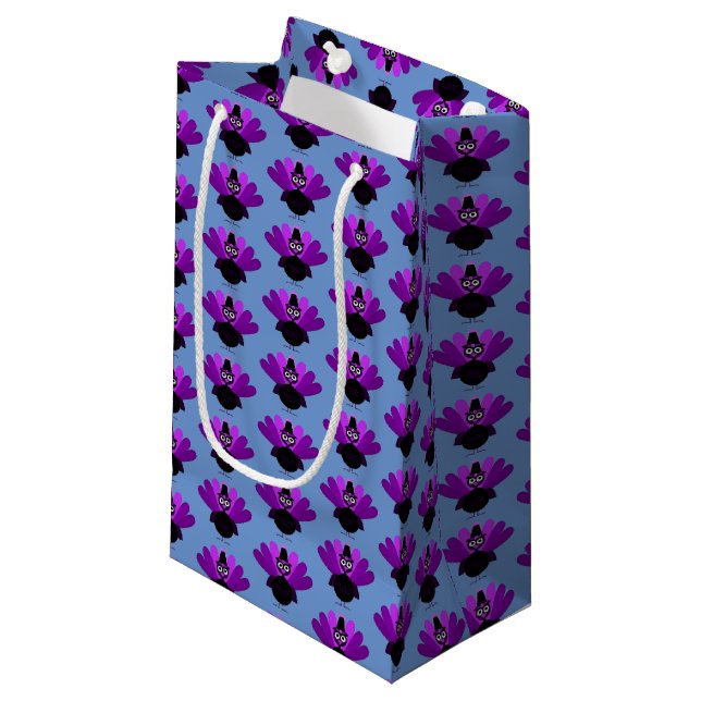 Petit Sac Cadeau Purple Tom Turkey (Devant Angle)