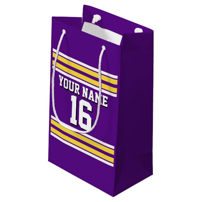 Petit Sac Cadeau Purple with Yellow White Stripes Team (Dos Angle)