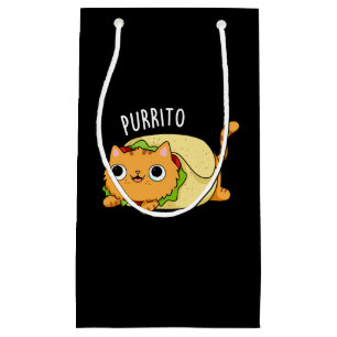 Petit Sac Cadeau Purrito Funny Chat Burrito Pun Dark BG