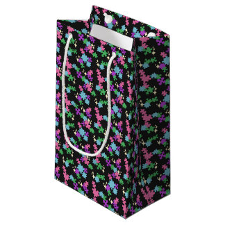 Petit Sac Cadeau Puzzles - Contour de couleur d'été sur fond noir