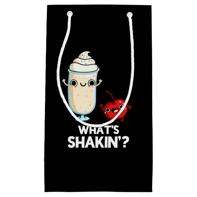 Petit Sac Cadeau Quoi de Shakin Funny Cherry Milkshake Pun Dark BG (Devant)