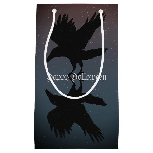 Petit Sac Cadeau Ravens Birds Night Starry Sky Grunge (Devant)