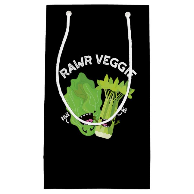 Petit Sac Cadeau Rawer Veggie Funny Food Pun Dark BG (Devant)