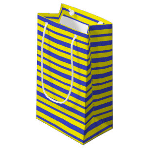 Petit Sac Cadeau Rayures bleues et jaunes épaisses et minces