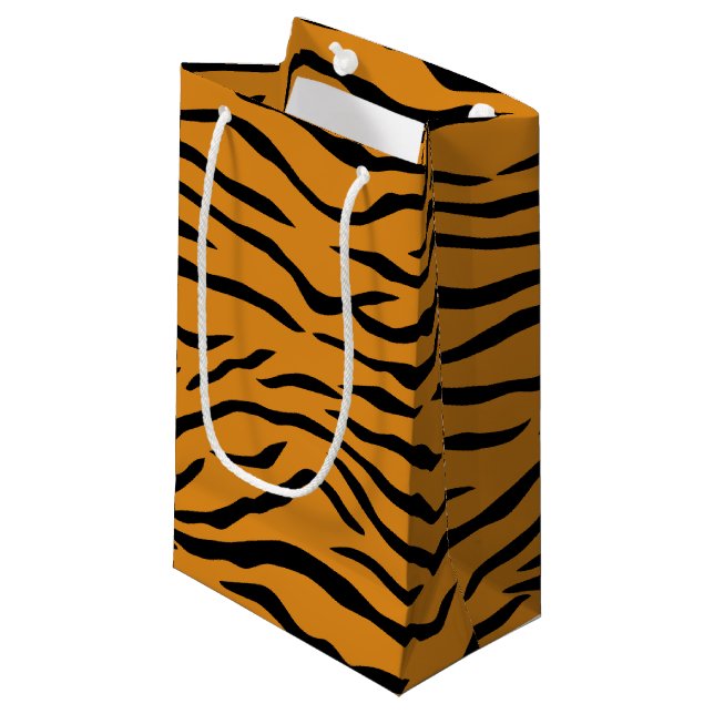 Petit Sac Cadeau Rayures oranges et noires de tigre (Devant Angle)