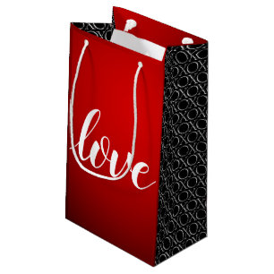 Petit Sac Cadeau Red Black Gradient Embossé XOXO Amour manuscrit