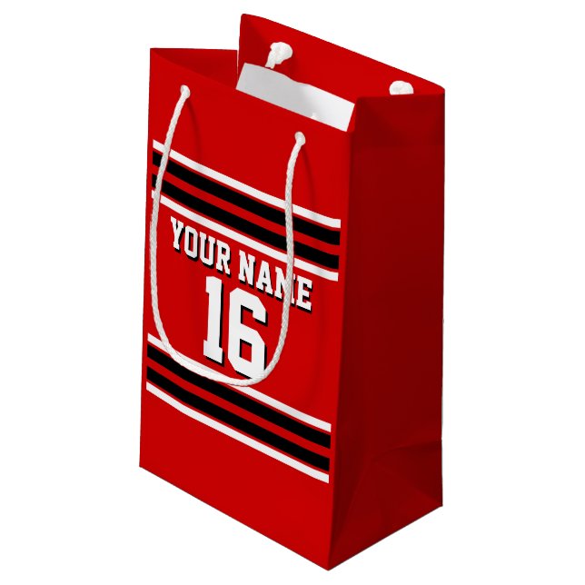 Petit Sac Cadeau Red Black White Team Jersey Numéro personnalisé No (Dos Angle)