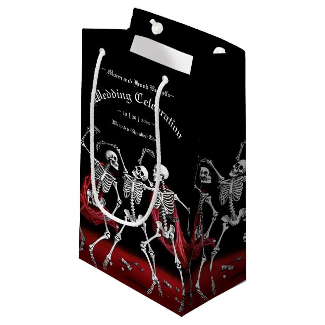 Petit Sac Cadeau Red Death Dancing Skeletons Mariage gothique (Devant Angle)