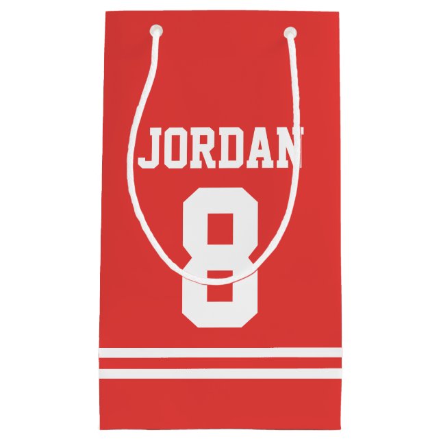 Petit Sac Cadeau Red Football Jersey - Sports Thème Anniversaire (Devant)