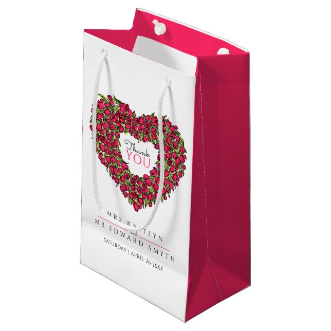 Petit Sac Cadeau Red tulip coeur art merci mariage faveur (Devant Angle)