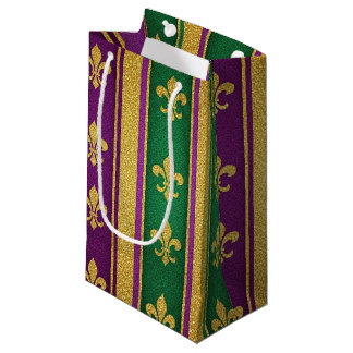 PETIT SAC CADEAU REGARD PAILLETÉ OR VERT VIOLET MARDI GRAS