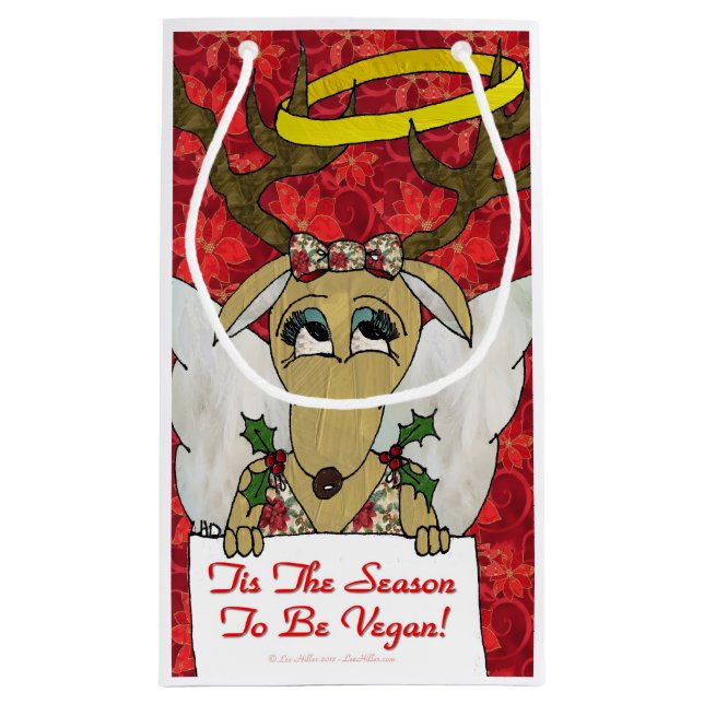 Petit Sac Cadeau Reindeer Angel C'est la saison d'être Vegan (Dos)