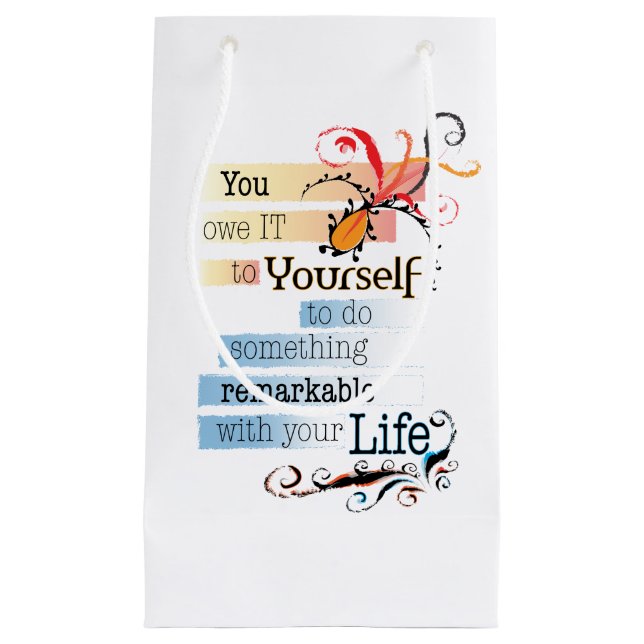 Petit Sac Cadeau Remarquable LIFE Inspirational Citation illustrée (Devant)