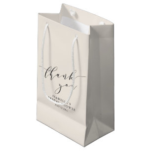 Petit Sac Cadeau Remerciement Minimaliste Crème Noir pour Mariage