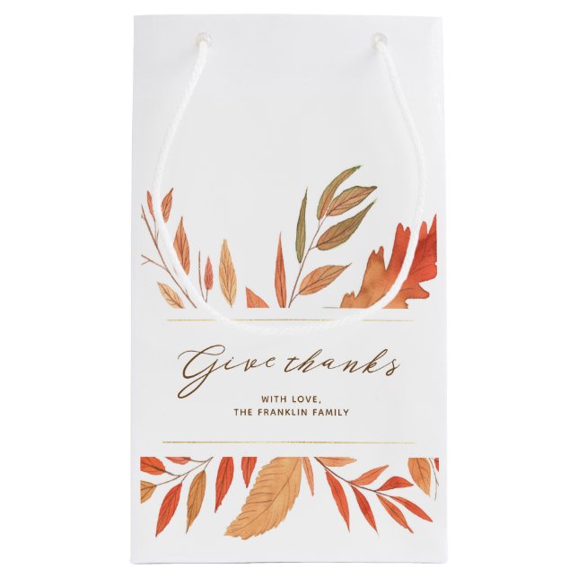 Petit Sac Cadeau Remerciez Fall Leaves Thankgiving (Dos)