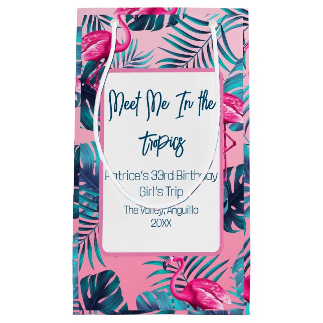 Petit Sac Cadeau Rencontrez-moi dans les tropiques Anniversaire Fil (Devant)