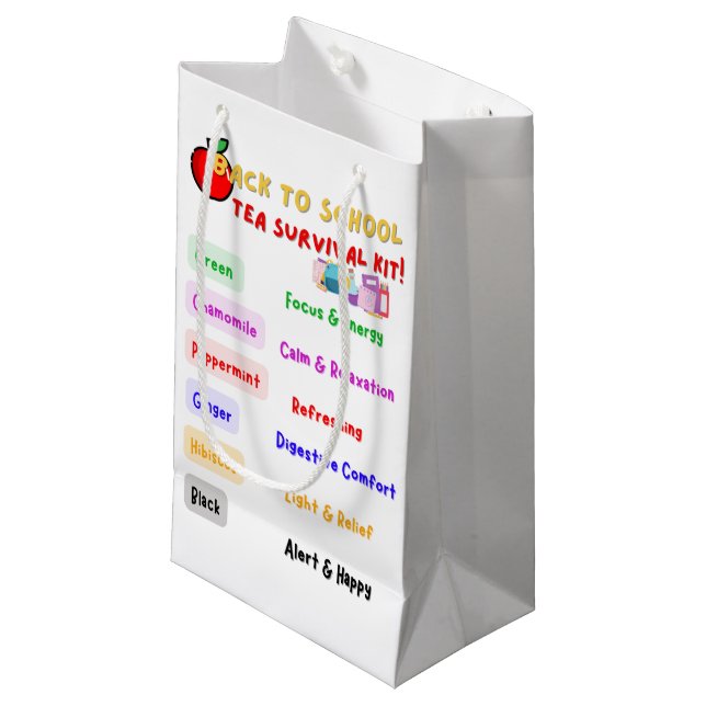 Petit Sac Cadeau Retour À La Trousse De Survie Du Thé À L'École (Devant Angle)