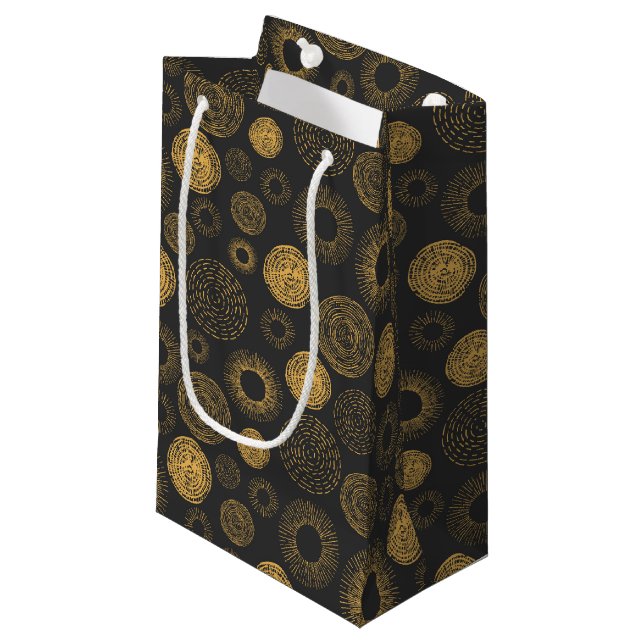 Petit Sac Cadeau Retro Holiday Gold Burst Sparkler de Noël (Devant Angle)