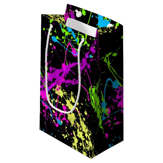 Petit Sac Cadeau Rétro noir abstrait frais d'éclaboussure de (Devant Angle)