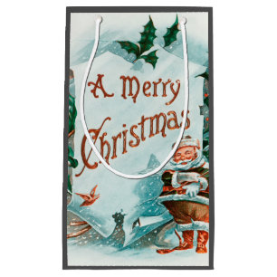 Petit Sac Cadeau Retro Vintage Noël Cool Père Noël Salutation