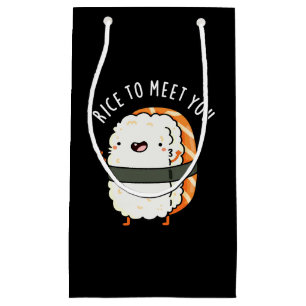 Petit Sac Cadeau Riz Pour Vous Rencontrer Funny Sushi Pun Dark BG