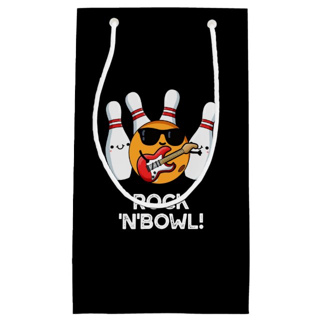 Petit Sac Cadeau Rock & Bowl Funny Bowling Pun Dark BG (Devant)