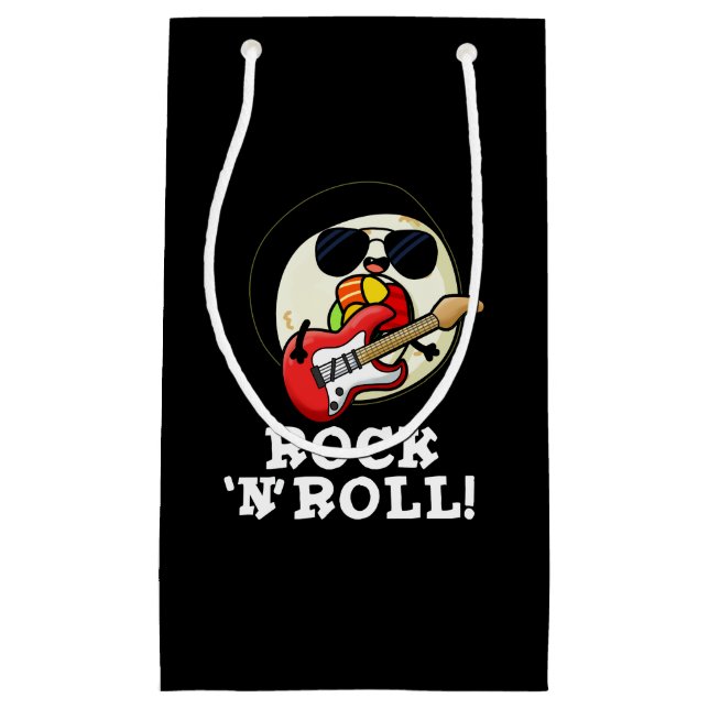 Petit Sac Cadeau Rock n Roll Funny Sushi Roll Pun Dark BG (Devant)