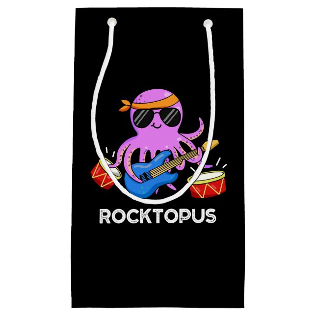 Petit Sac Cadeau Rocktopus Funny Rock Band Octopus Pun Dark BG (Devant)
