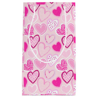 Petit Sac Cadeau Romantic Blush Pink and Magenta Patterned Heart