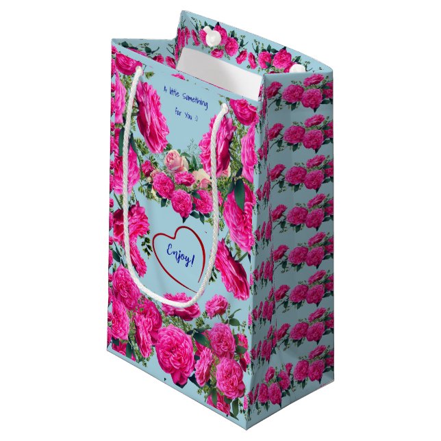 Petit Sac Cadeau Rose bleu - Fête (Devant Angle)