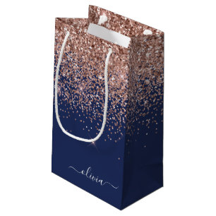 Petit Sac Cadeau Rose bleu marine Gold Blush Pink Parties scintilla