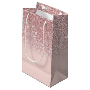 Petit Sac Cadeau Rose Gold Pailleté Blush Rose Ombre