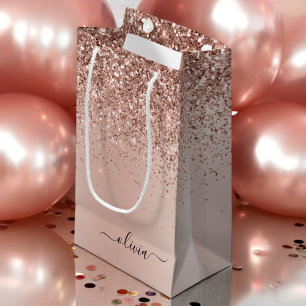 Petit Sac Cadeau Rose Gold - Parties scintillant rose pâle Nom du m