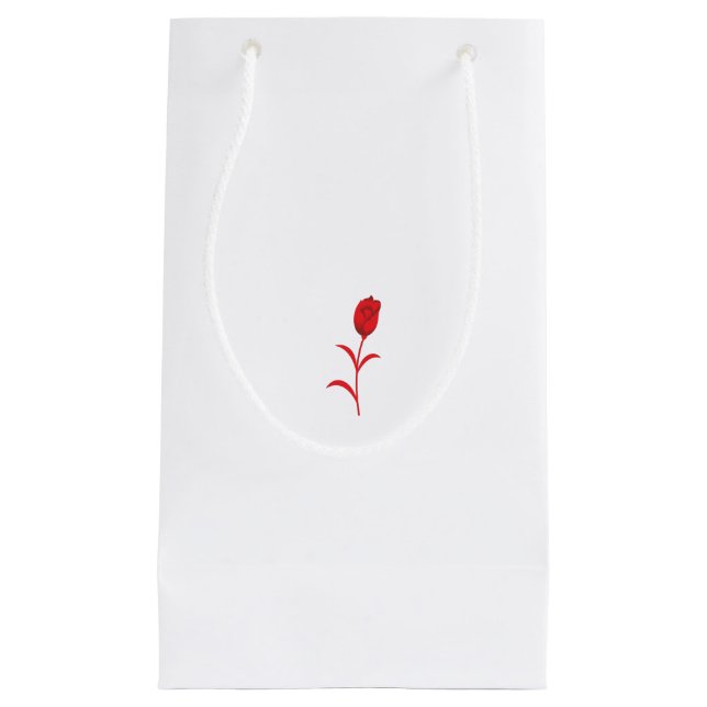 Petit Sac Cadeau Rose Madder, Rouge lave, design floral (Devant)