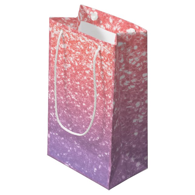 Petit Sac Cadeau Rose rose violet lavande faux pétille parties scin (Devant Angle)