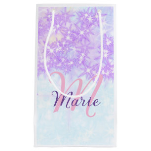 Petit Sac Cadeau Rose violet étoile de parties scintillant monogram