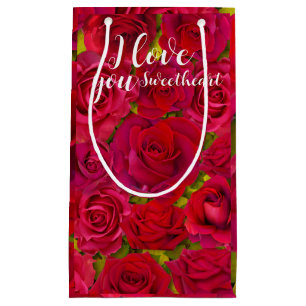 Petit Sac Cadeau Roses Rouges Je t'aime Nom