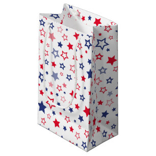 Petit Sac Cadeau rouge blanc bleu Patriotique étoiles motif
