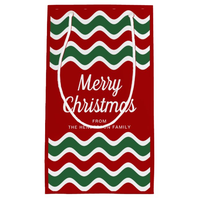Petit Sac Cadeau Rouge Classique Et Verte Gratuit Noël (Devant)