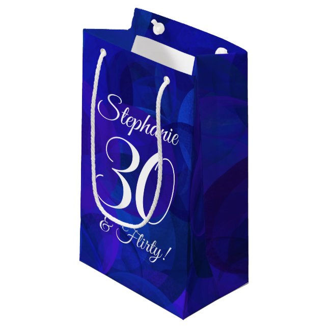 Petit Sac Cadeau Royal Blue 30 et Flirty Birthday Party (Devant Angle)