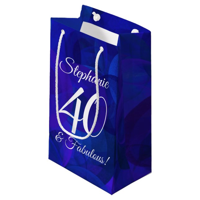 Petit Sac Cadeau Royal Blue 40 et fabuleuse fête d'anniversaire (Devant Angle)