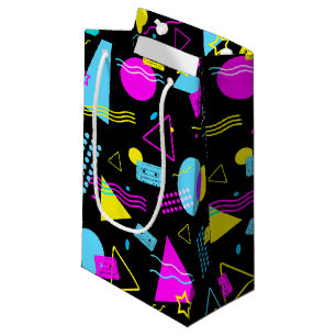 PETIT SAC CADEAU RUBAN CASSETTE RÉTRO VINTAGE FORMES COLORÉES