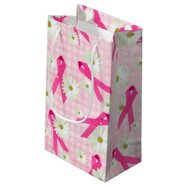 Petit Sac Cadeau Rubans et marguerites roses (Dos Angle)