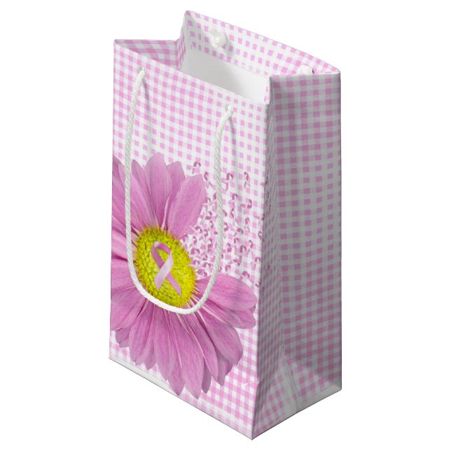 Petit Sac Cadeau Rubans roses et marmite sur En vichy (Devant Angle)